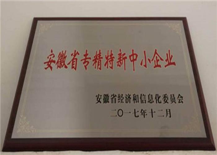 我司2017年獲安徽省專(zhuān)精特新中小企業(yè)
